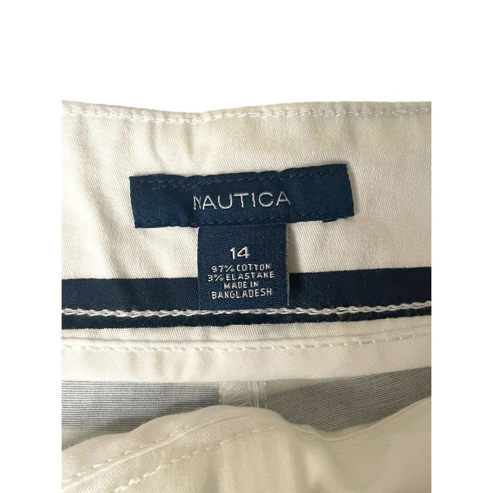 Nautica New White and Blue Striped Shorts With Pockets Size 14 Preppy Nautical - Picture 4 of 10